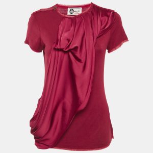 Lanvin Red Jersey Satin Drape Trim Detail Top S, Shirts & Tops - Luxury Closet catalog