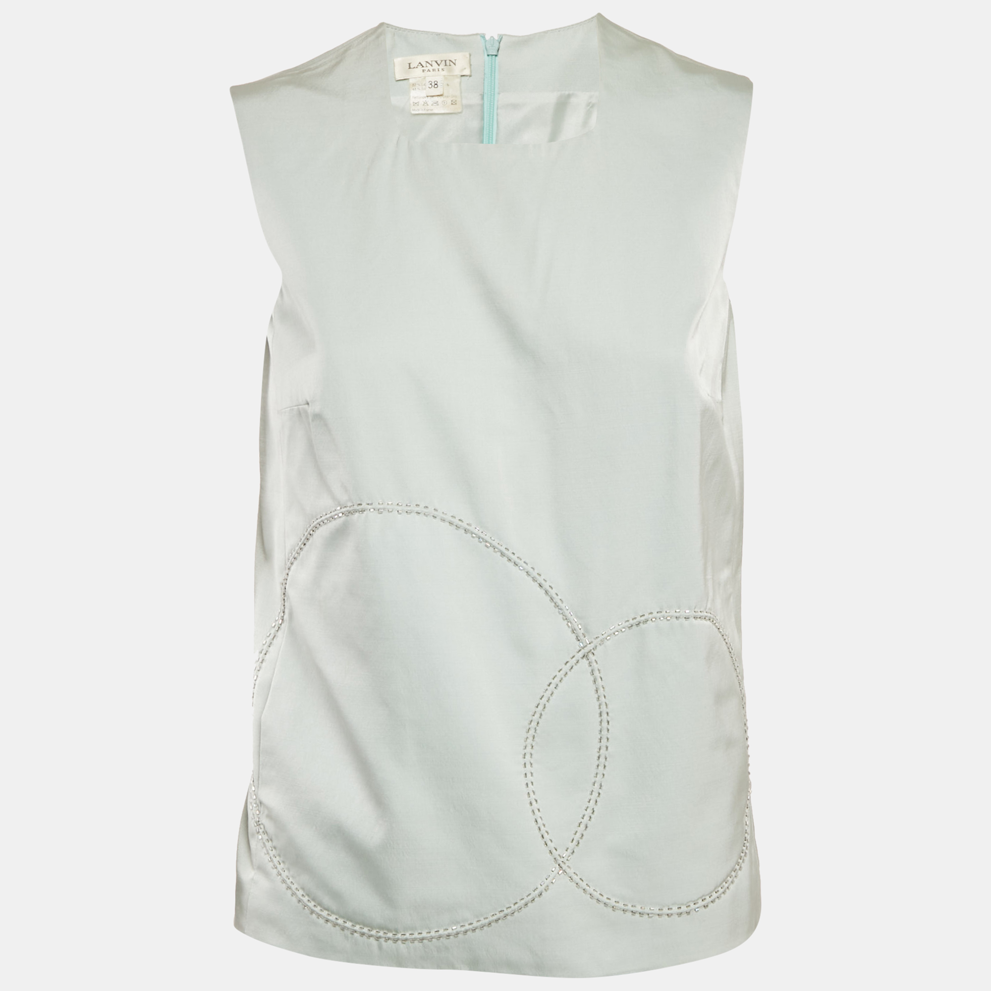 Lanvin Green Embellished Wool Blend Sleeveless Top M, Shirts & Tops - Luxury Closet catalog
