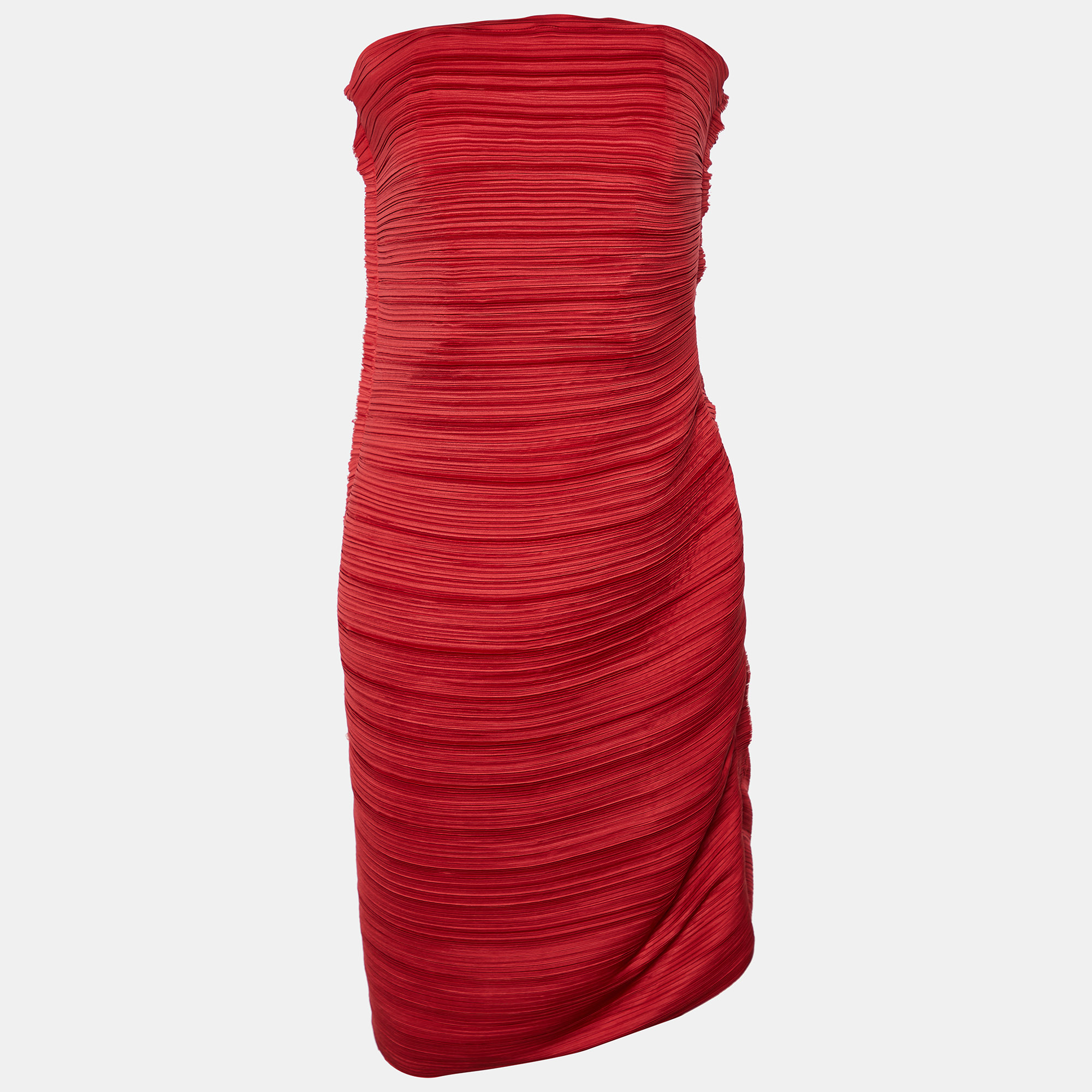 Lanvin Red Plisse Strapless Mini Dress M, Dresses - Luxury Closet catalog