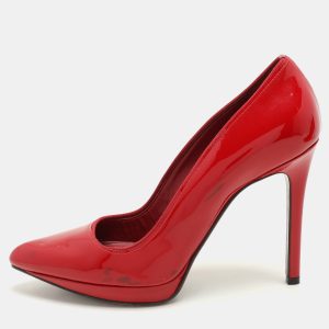 Lanvin Red Patent Leather Pointed Toe Platform Pumps Size 38.5, Pumps - Luxury Closet catalog