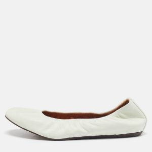 Lanvin White Leather Scrunch Ballet Flats Size 38, Flats - Luxury Closet catalog