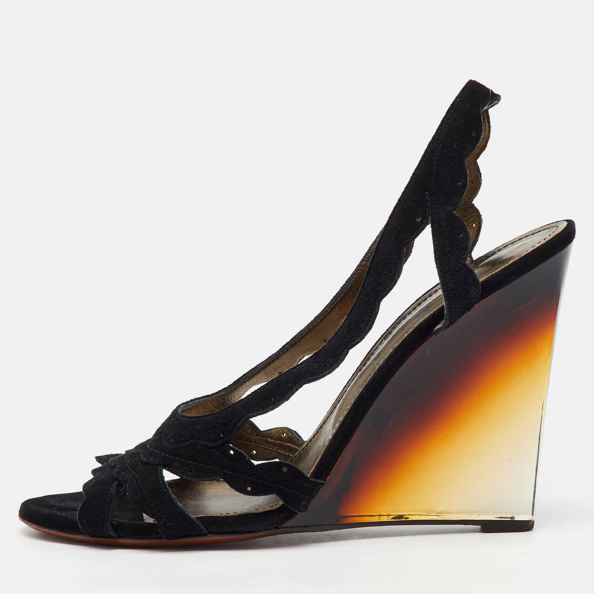 Lanvin Black Suede Slingback Wedge Sandals Size 40, Sandals - Luxury Closet catalog