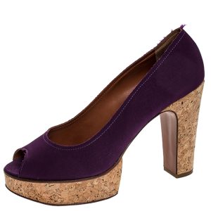 Lanvin Purple Canvas Peep Toe Platform Pumps Size 41, Pumps - Luxury Closet catalog