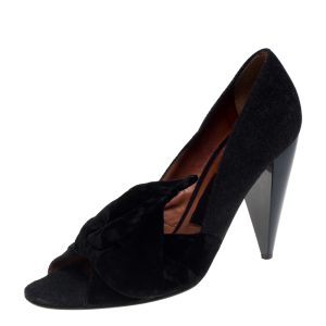 Lanvin Black Felt And Velvet Bow Embellished Open Toe Pumps Size 40, Pumps - Luxury Closet catalog