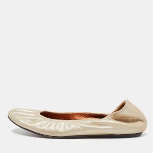 Lanvin Metallic Leather Scrunch Ballet Flats Size 37.5, Flats - Luxury Closet catalog