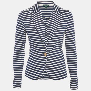 Lauren Ralph Lauren Navy Blue Stripe Cotton Knit Jacket XS, Coats & Jackets - Luxury Closet catalog