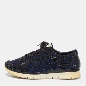 Le Silla Navy Blue/Black Knit Fabric and Leather Crystal Embellished Low Top Sneakers Size 42, Athletic Shoes & Sneakers - Luxury Closet catalog