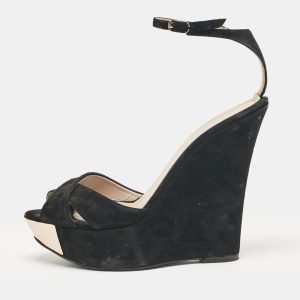Le Silla Black Suede Wedge Ankle Wrap Sandals Size 40, Sandals - Luxury Closet catalog