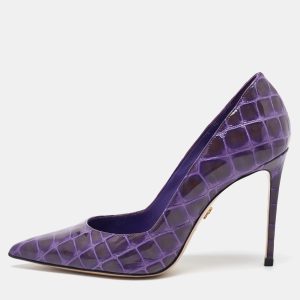 Le Silla Purple Croc Embossed Patent Leather Pointed Toe Pumps Size 36.5, Pumps - Luxury Closet catalog
