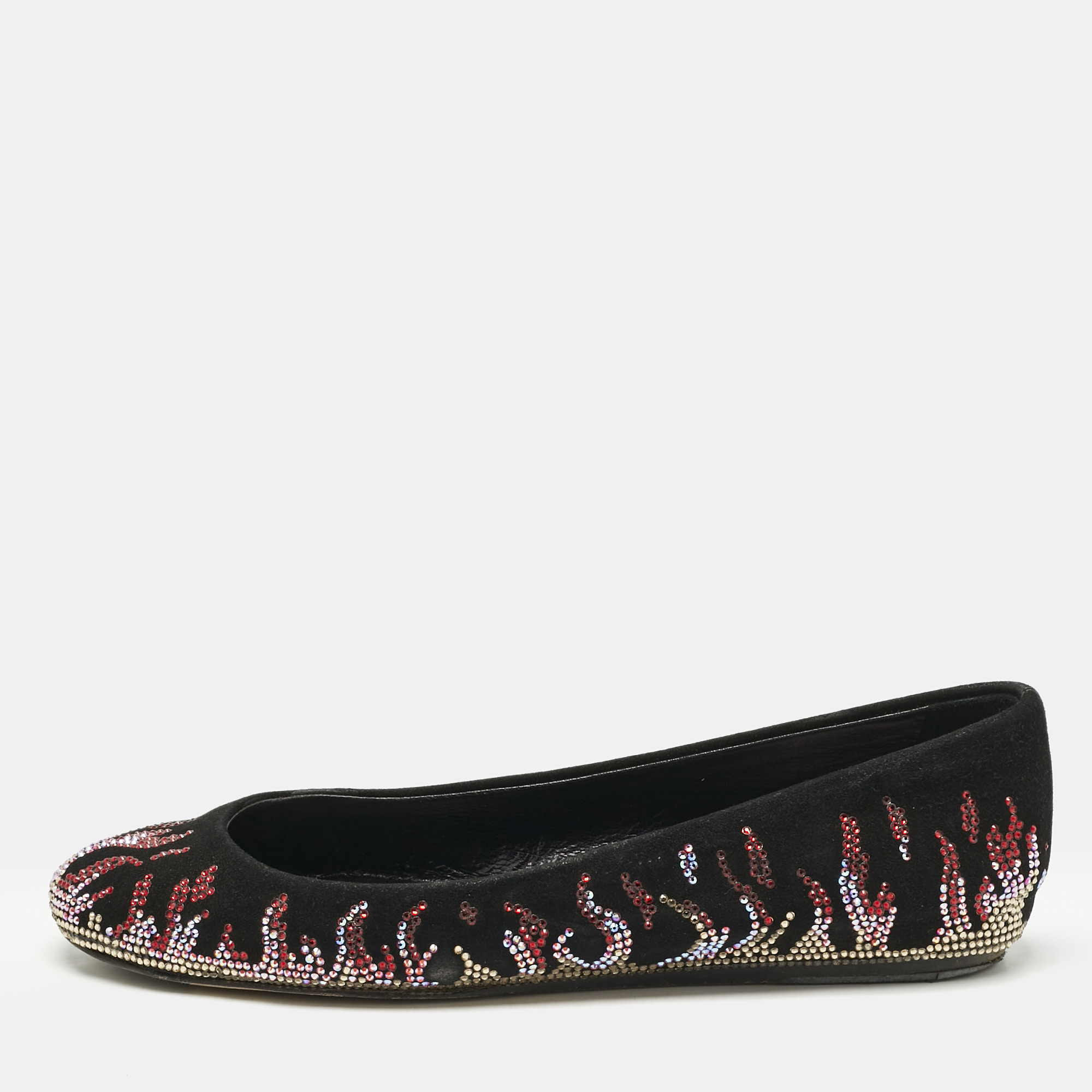 Le Silla Black Suede Fire Crystals Embellished Ballet Flats Size 36, Flats - Luxury Closet catalog