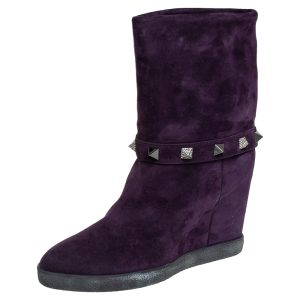 Le Silla Purple Suede Embellished Mid Calf Boots Size 40, Boots - Luxury Closet catalog