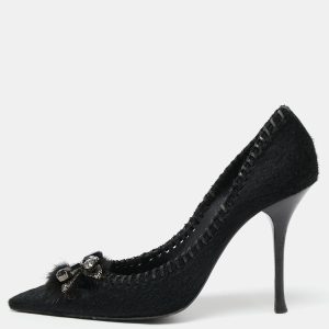 Le Silla Black Calf Hair Crystal Embellished Pointed Toe Pumps Size 38, Pumps - Luxury Closet catalog
