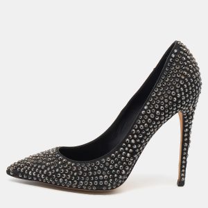 Le Silla Black Leather Crystal Embellished Pointed Toe Pumps Size 38, Pumps - Luxury Closet catalog