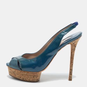 Le Silla Blue Patent Leather Slingback Sandals Size 41, Sandals - Luxury Closet catalog