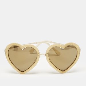 Linda Farrow x Markus Lupfer Gold/Black Glitter Heart Shape Sunglasses, Sunglasses - Luxury Closet catalog