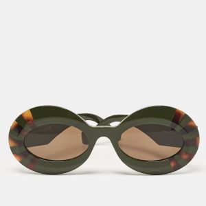 Loewe Green/Black LW400911 Anagram Frame Oval Sunglasses, Sunglasses - Luxury Closet catalog