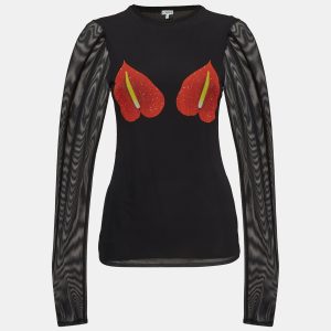 Loewe Black Mesh Anthurium Printed Full Sleeves Top L, Shirts & Tops - Luxury Closet catalog