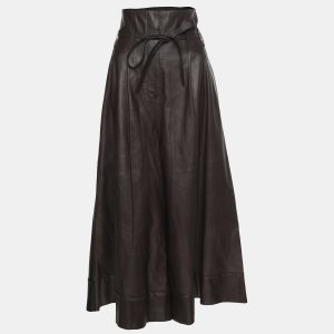 Loewe Brown/Black Leather Wide Leg Trouser S, Clothing - Luxury Closet catalog