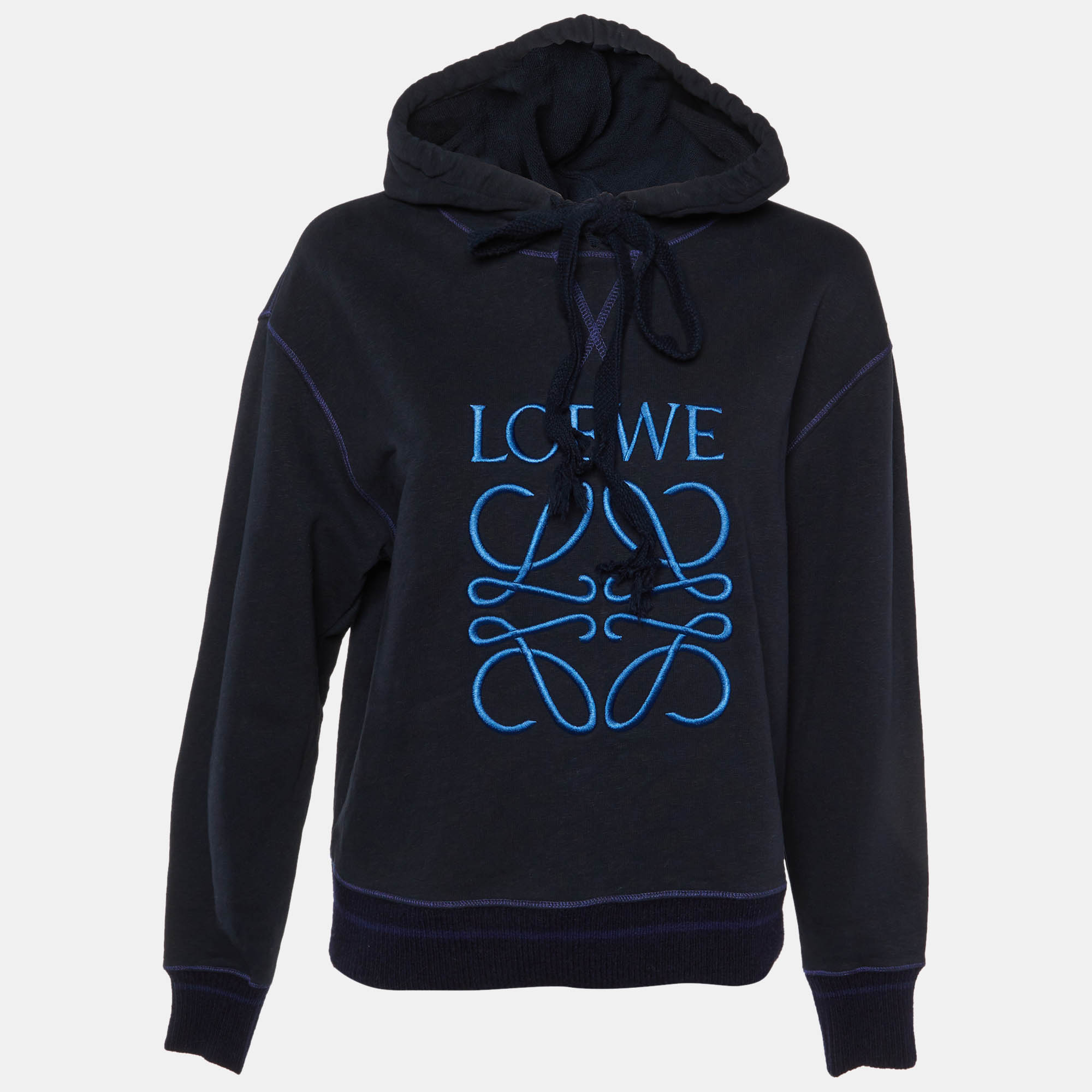 Loewe Navy Blue Anagram Embroidered Cotton Hoodie S, Sweaters & Cardigans - Luxury Closet catalog