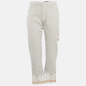 Loewe Beige/White Striped Denim Fringed Jeans S Waist 28", Jeans - Luxury Closet catalog