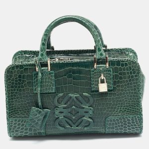 Loewe Green Crocodile Amazona Satchel, Satchels - Luxury Closet catalog