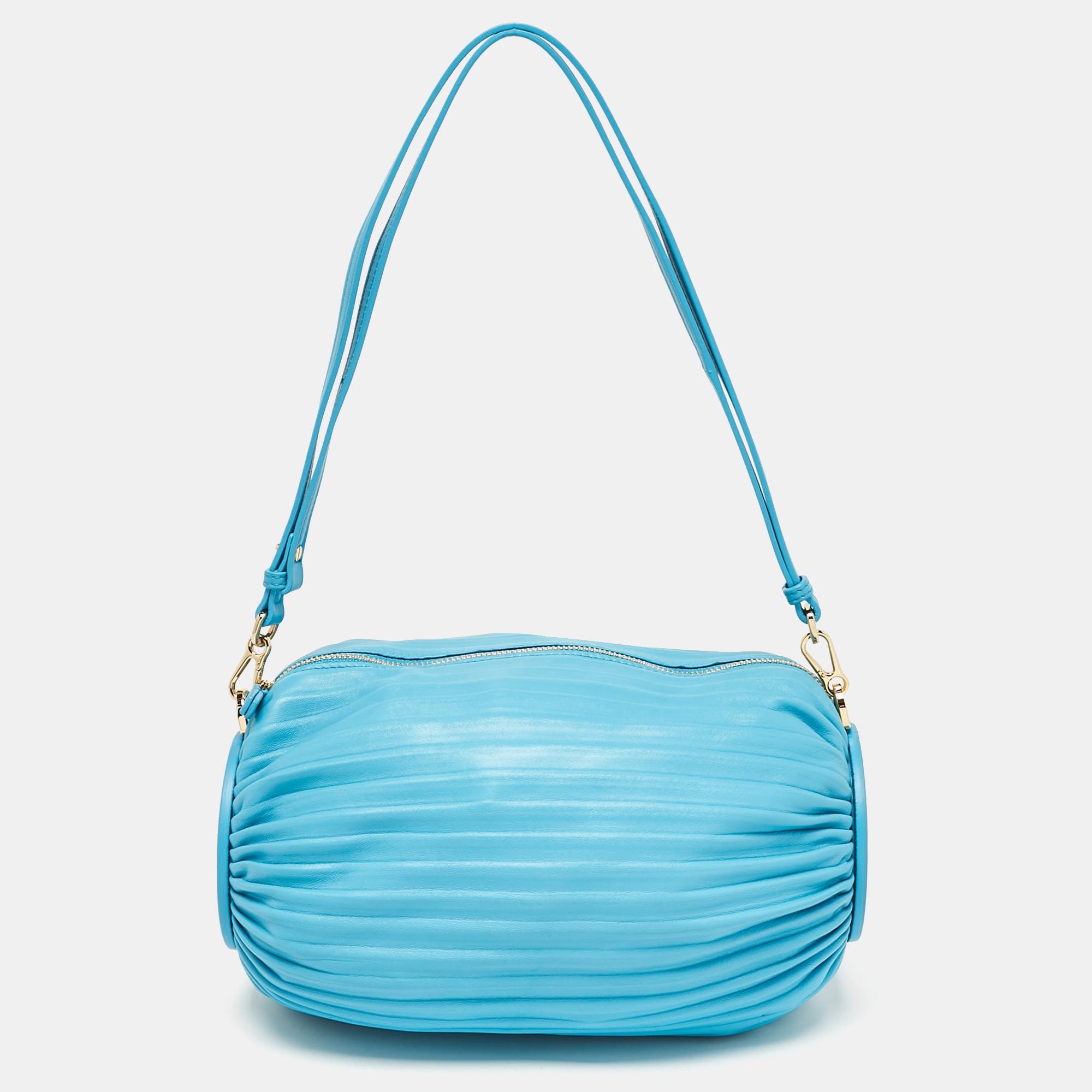 Loewe Light Blue Pleated Leather Bracelet Pouch Bag, Satchels - Luxury Closet catalog