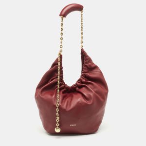 Loewe Burgundy Leather Medium Squeeze Shoulder Bag, Shoulder Bags - Luxury Closet catalog