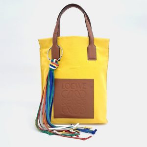 Loewe Brown Yellow Canvas and Leather Loewe Brown Yellow Fabric tote bag, Tote Handbags - Luxury Closet catalog