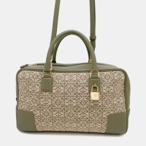 Loewe Amazona Green Canvas and Leather Shoulder Bag, Satchels - Luxury Closet catalog