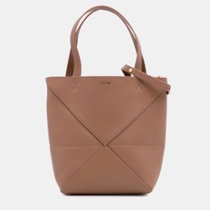 Loewe Brown Mini Shiny Calfskin Puzzle Fold Tote, Satchels - Luxury Closet catalog