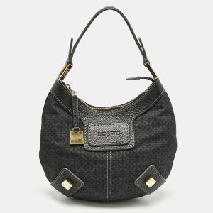 Loewe Black Logo Jacquard Fabric and Leather Hobo, Shoulder Bags - Luxury Closet catalog