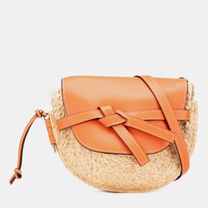 Loewe Beige/Orange Medium Raffia Gate Crossbody, Shoulder Bags - Luxury Closet catalog