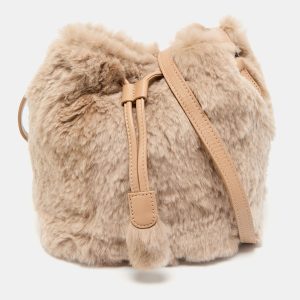 Longchamp Beige Faux Fur and Leather Give Me A Hug Bucket Bag, Handbags - Luxury Closet catalog