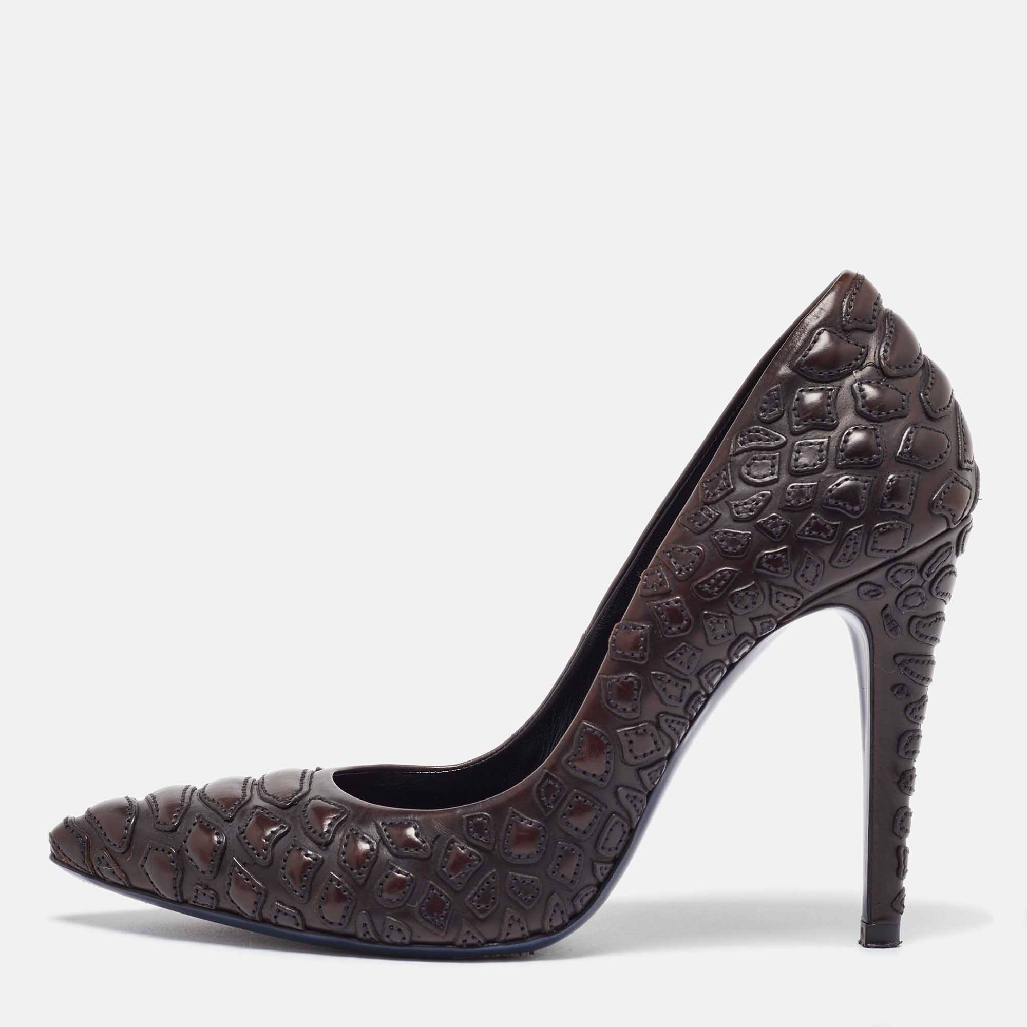 Loriblu Brown Leather Pointed Toe Pumps Size 38, Pumps - Luxury Closet catalog