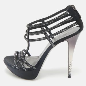 Loriblu Black Suede Crystal Embellished Platform Sandals Size 40, Sandals - Luxury Closet catalog