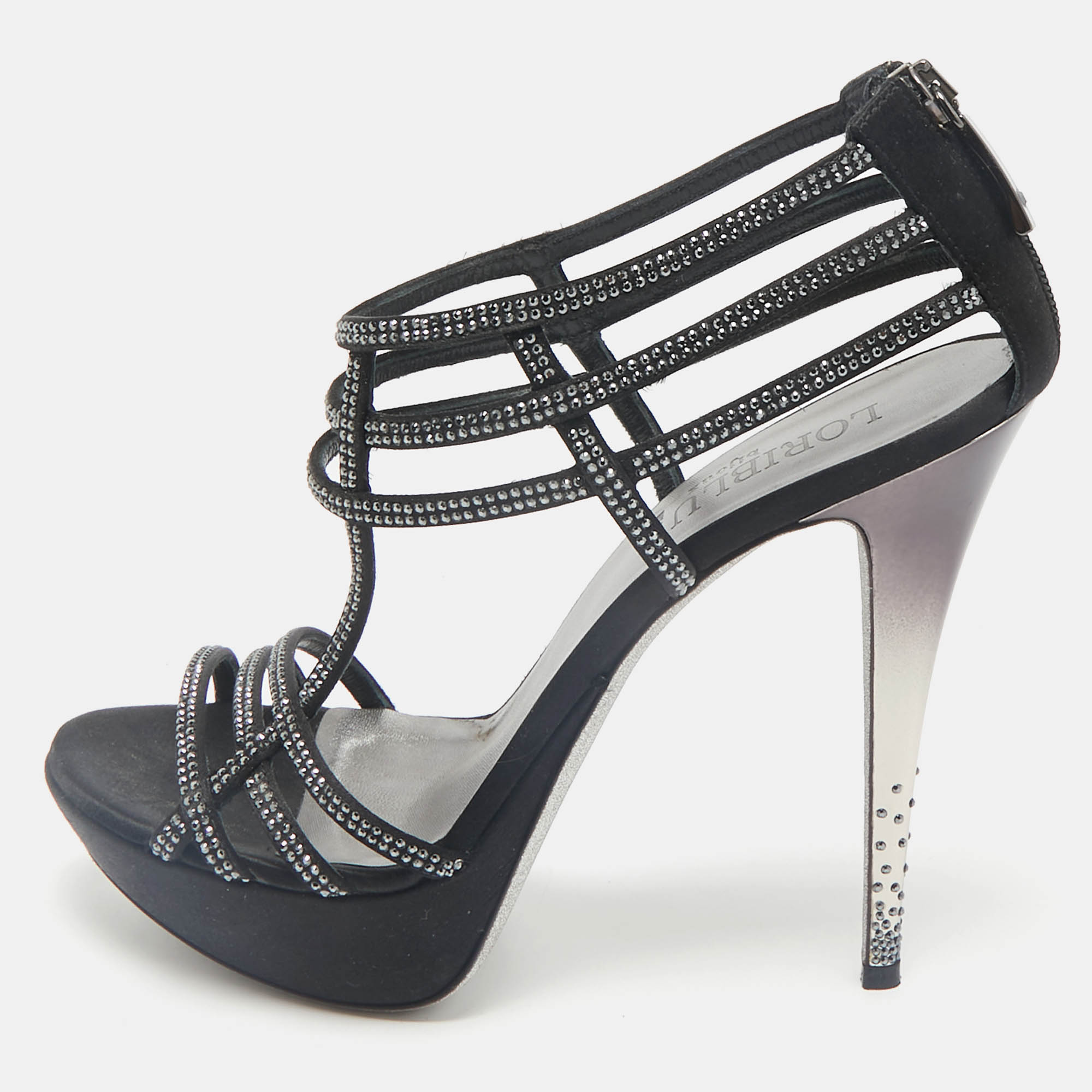 Loriblu Black Suede Crystal Embellished Platform Sandals Size 40, Sandals - Luxury Closet catalog