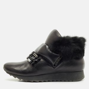 Loriblu Black Faux Fur and Leather Crystals Embellished Sneakers Size 41, Athletic Shoes & Sneakers - Luxury Closet catalog