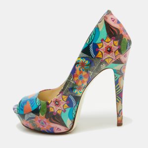 Loriblu Multicolor Patent Leather Peep Toe Platform Pumps Size 37.5, Pumps - Luxury Closet catalog