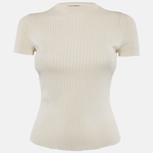 Loro Piana Light Beige Rib Knit Silk Top S, Shirts & Tops - Luxury Closet catalog