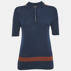 Loro Piana Navy Blue Wool Knit Zip-Up T-Shirt M, Shirts & Tops - Luxury Closet catalog
