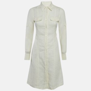 Loro Piana Cream Linen Button Front Knee-Length Dress S, Dresses - Luxury Closet catalog