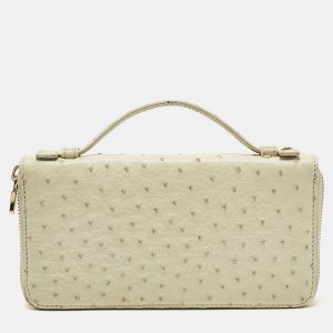 Loro Piana Ivory Ostrich Zip Around Wallet, Wallets & Money Clips - Luxury Closet catalog