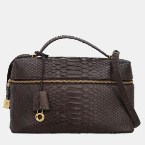 Loro Piana Dark Brown Python L27 Extra Bag, Clutches & Special Occasion Bags - Luxury Closet catalog