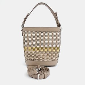 Loro Piana Beige Leather And Woven Straw Artemis Woven Bucket Bag, Handbags - Luxury Closet catalog