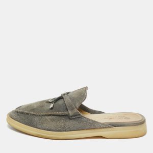 Loro Piana Grey Suede Babouche Charms Walk Mules Size 38.5, Sandals - Luxury Closet catalog