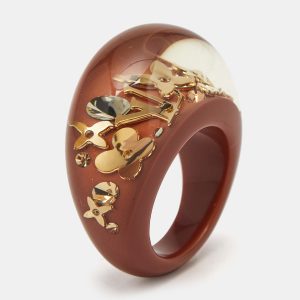 Louis Vuitton Monogram Inclusions Crystal Resin Gold Tone Ring Size 54, Jewelry - Luxury Closet catalog