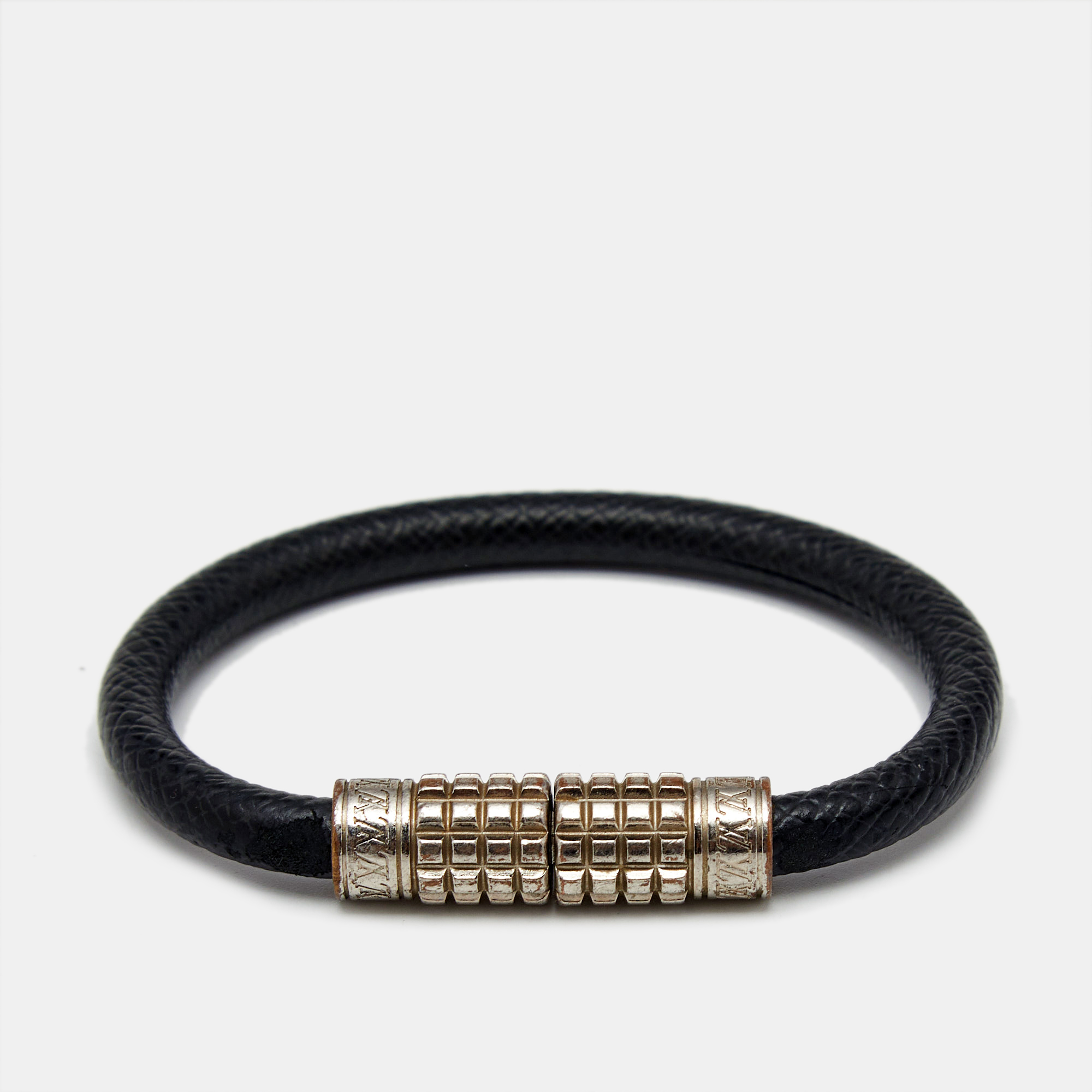 Louis Vuitton Digit Black Leather Silver Tone Bracelet, Jewelry - Luxury Closet catalog
