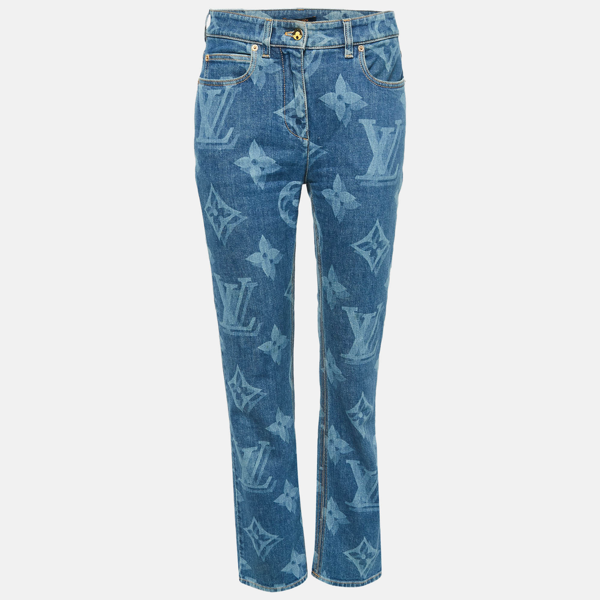 Louis Vuitton Blue Monogram Denim Straight Leg Jeans S Waist 28", Jeans - Luxury Closet catalog