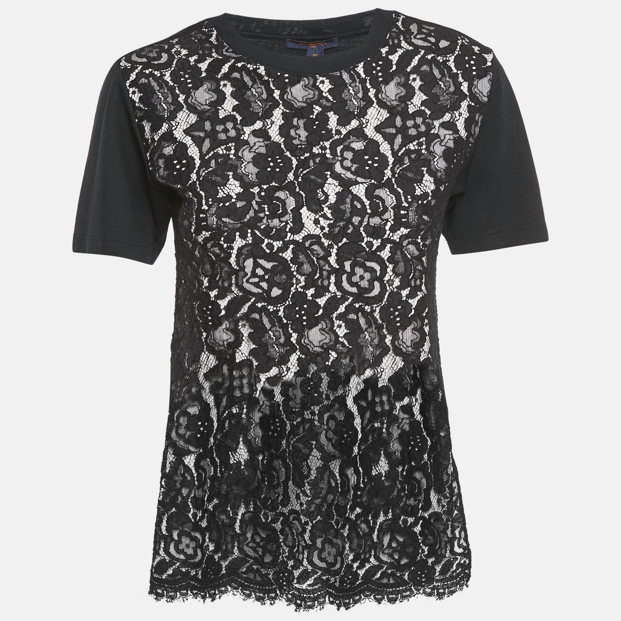 Louis Vuitton Black Cotton Lace Overlay Crew Neck T-Shirt XS, Shirts & Tops - Luxury Closet catalog