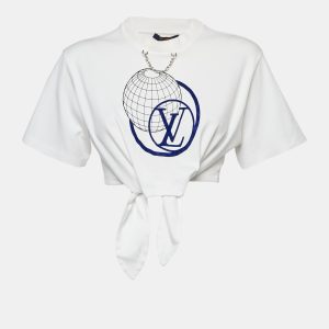 Louis Vuitton White LV Print Jersey Tie-Up Crop Top S, Shirts & Tops - Luxury Closet catalog